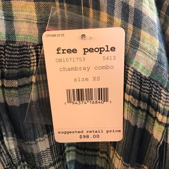 We The Free by Free People, First Bloom Plaid Top, Size XS - Picture 13 of 14